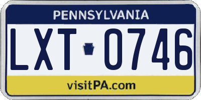 PA license plate LXT0746