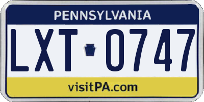 PA license plate LXT0747
