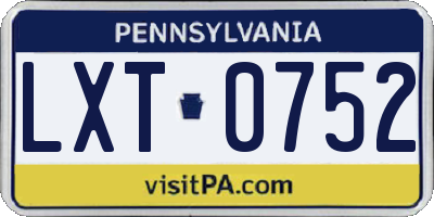PA license plate LXT0752