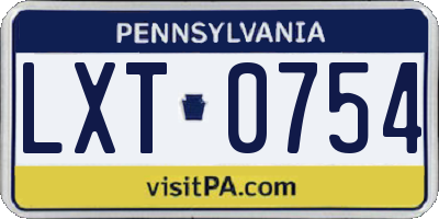 PA license plate LXT0754