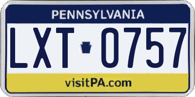 PA license plate LXT0757