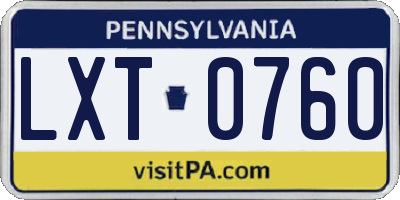 PA license plate LXT0760