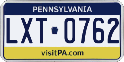 PA license plate LXT0762