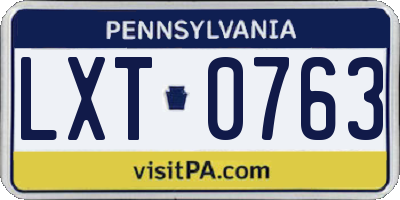 PA license plate LXT0763