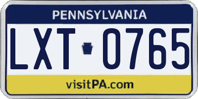 PA license plate LXT0765