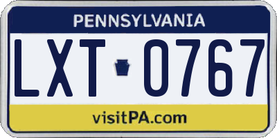 PA license plate LXT0767