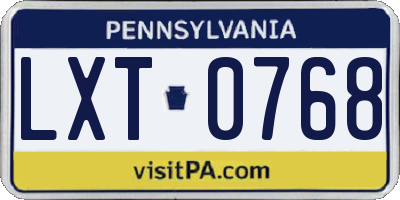 PA license plate LXT0768