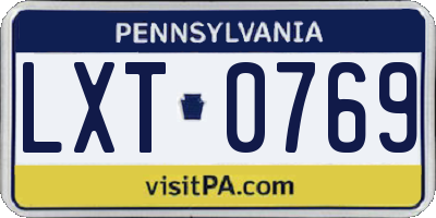 PA license plate LXT0769