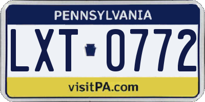PA license plate LXT0772