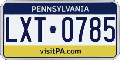 PA license plate LXT0785