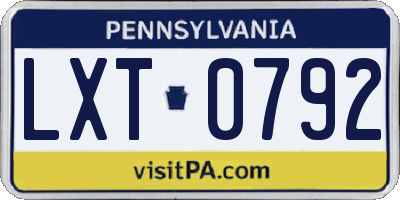PA license plate LXT0792