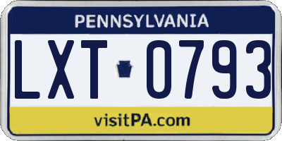 PA license plate LXT0793