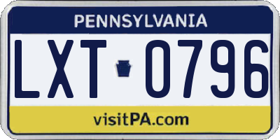 PA license plate LXT0796
