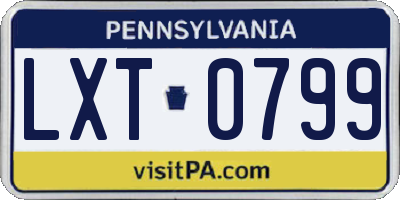PA license plate LXT0799