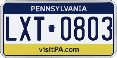 PA license plate LXT0803
