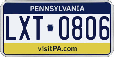 PA license plate LXT0806