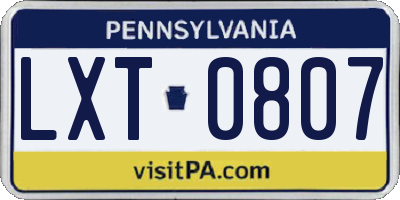PA license plate LXT0807