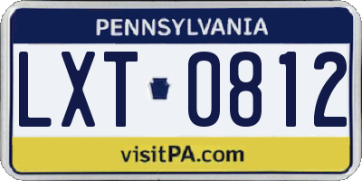 PA license plate LXT0812