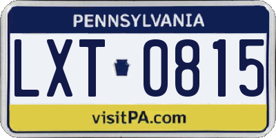 PA license plate LXT0815
