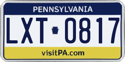 PA license plate LXT0817