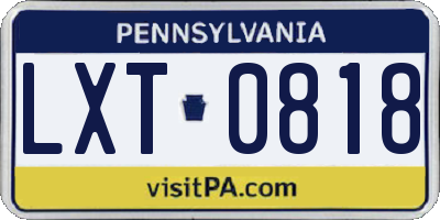 PA license plate LXT0818