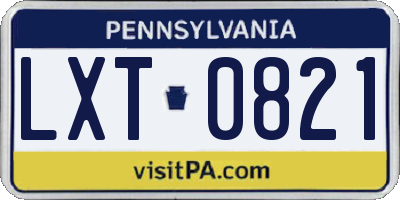 PA license plate LXT0821