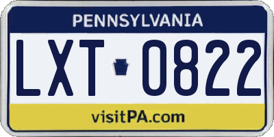 PA license plate LXT0822