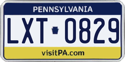 PA license plate LXT0829