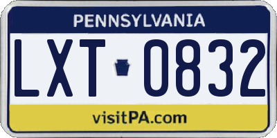 PA license plate LXT0832