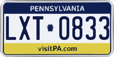 PA license plate LXT0833