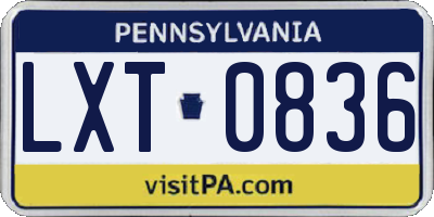 PA license plate LXT0836