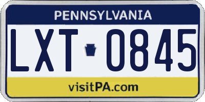 PA license plate LXT0845
