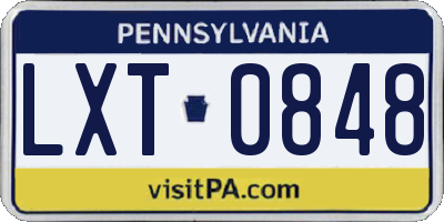 PA license plate LXT0848