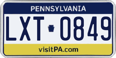 PA license plate LXT0849