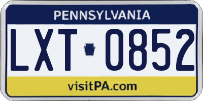 PA license plate LXT0852