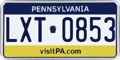 PA license plate LXT0853