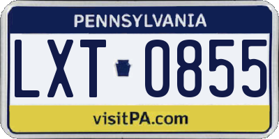 PA license plate LXT0855