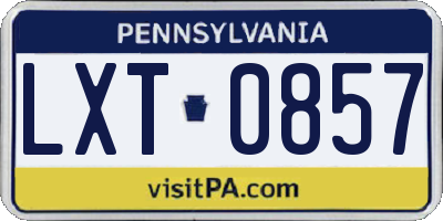 PA license plate LXT0857