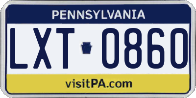PA license plate LXT0860