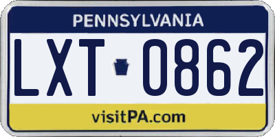 PA license plate LXT0862