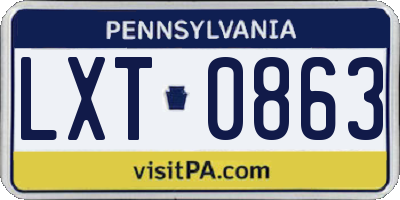 PA license plate LXT0863