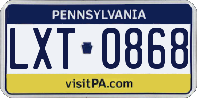 PA license plate LXT0868
