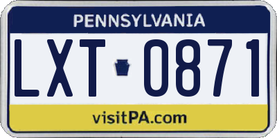 PA license plate LXT0871