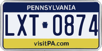 PA license plate LXT0874