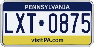 PA license plate LXT0875
