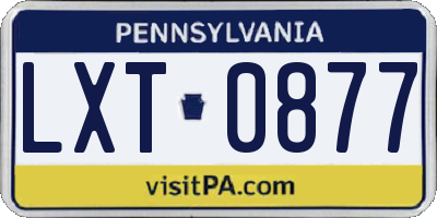 PA license plate LXT0877