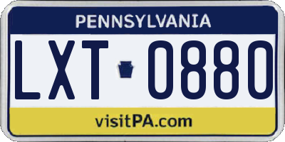 PA license plate LXT0880