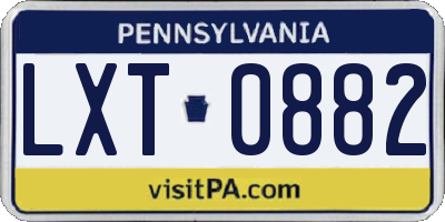PA license plate LXT0882