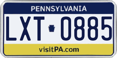 PA license plate LXT0885