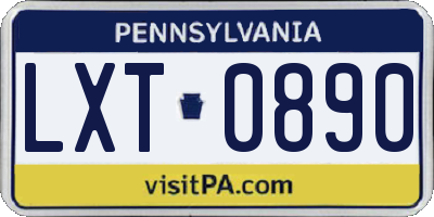 PA license plate LXT0890